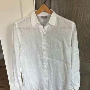 J. Jill White Linen Button-Up Shirt